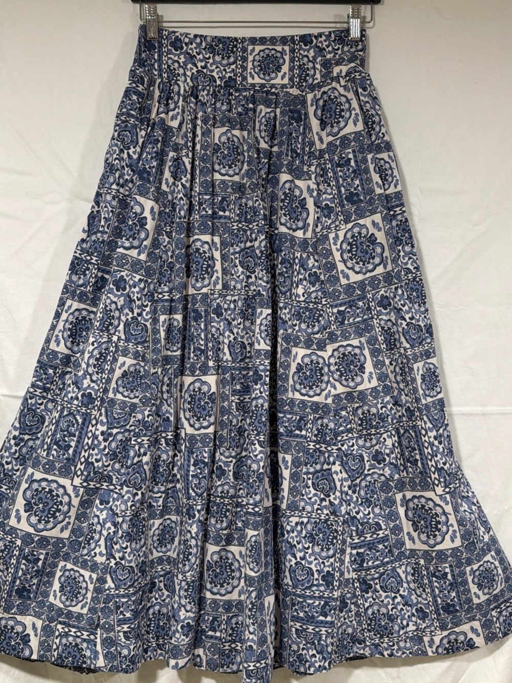 Abercrombie & Fitch Blue Tile Print Boho Maxi Skirt XS